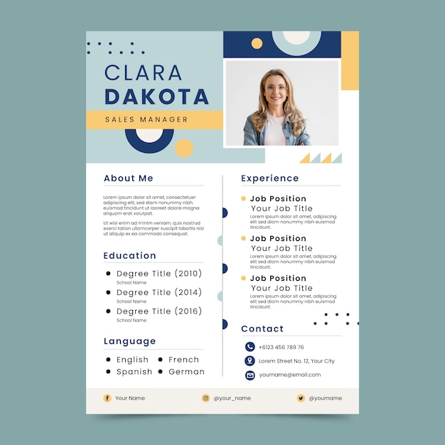 Free vector flat design cv  template