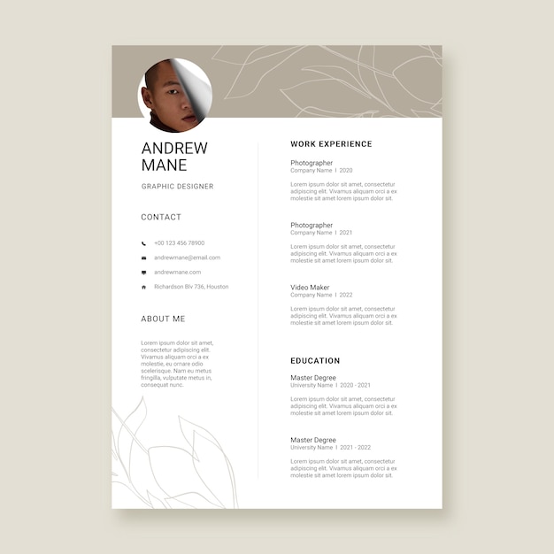 Modello di cv design piatto