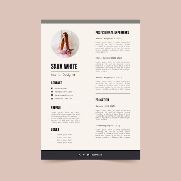 Free vector flat design cv template