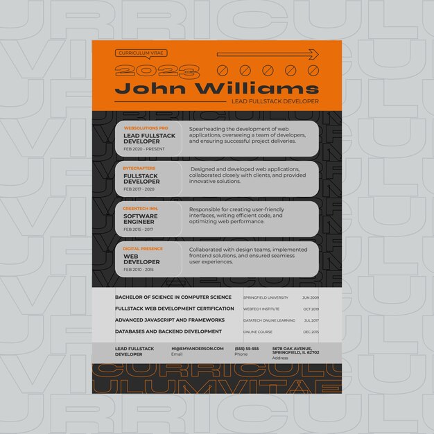 Flat design cv template