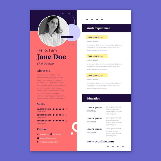 Free vector flat design cv template