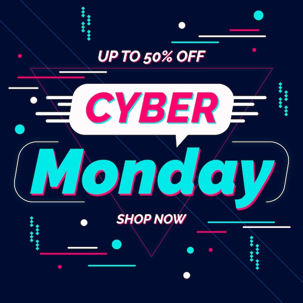 Flat design cyber monday banner