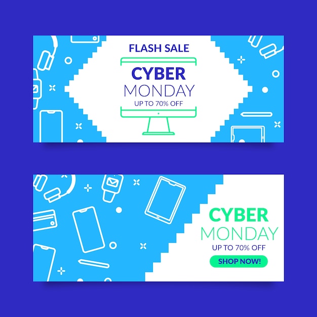 Flat design cyber monday banners collection