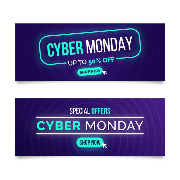 Flat design cyber monday banners pack