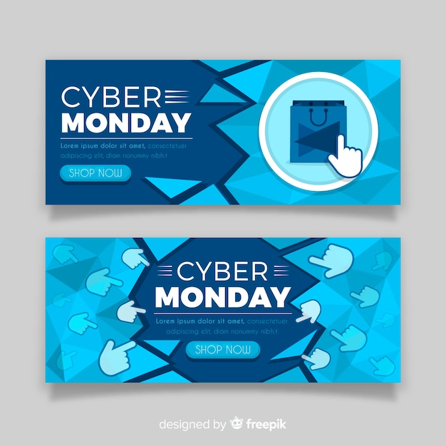 Vettore gratuito banner di cyber lunedì design piatto