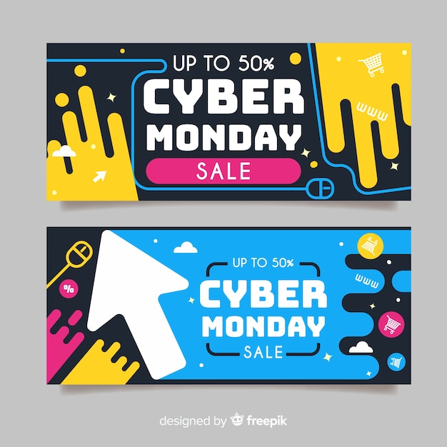 Free vector flat design cyber monday business template