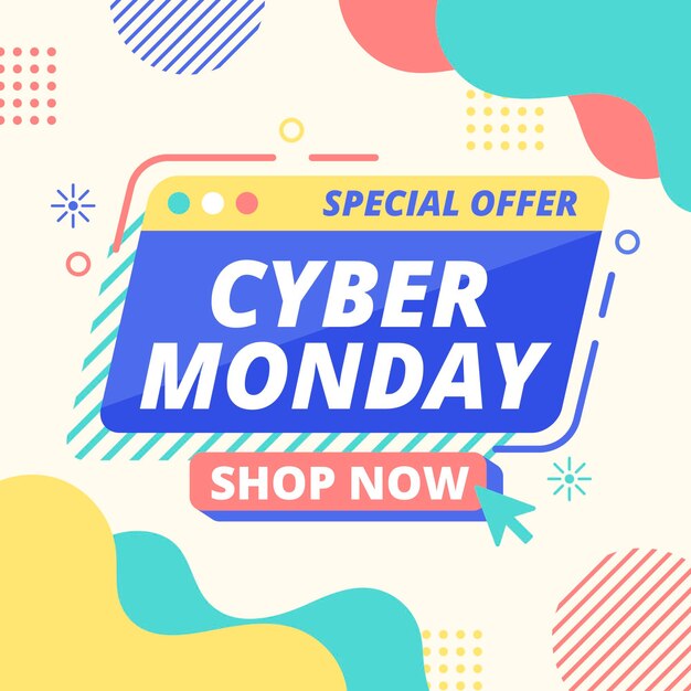 Flat design cyber monday concept