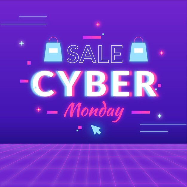 Flat design cyber monday concept