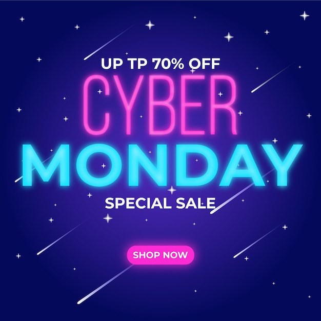 Flat design cyber monday concept