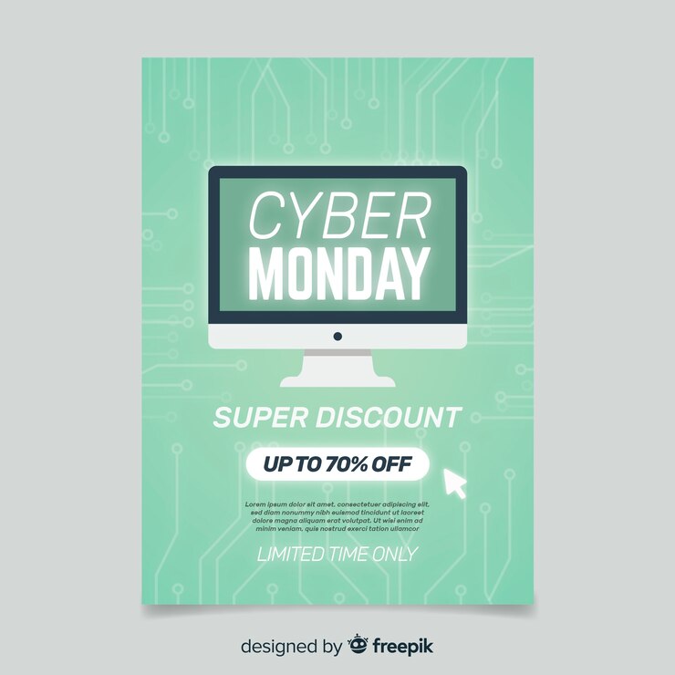 Free Vector flat design cyber monday flyer template
