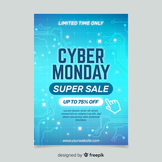 Free vector flat design cyber monday flyer template