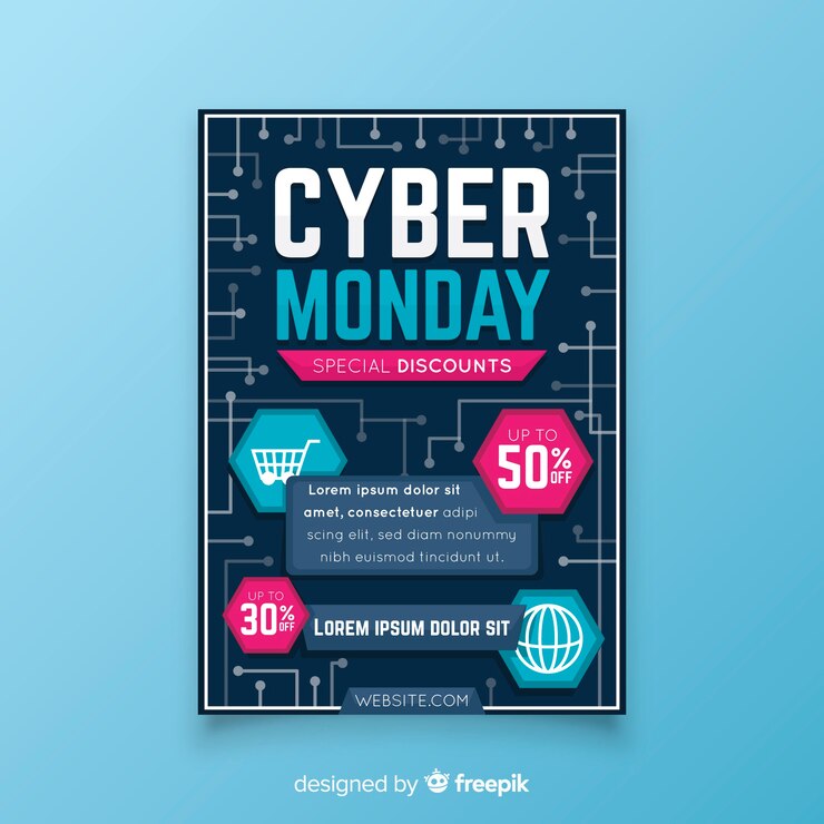 Free Vector flat design cyber monday flyer template
