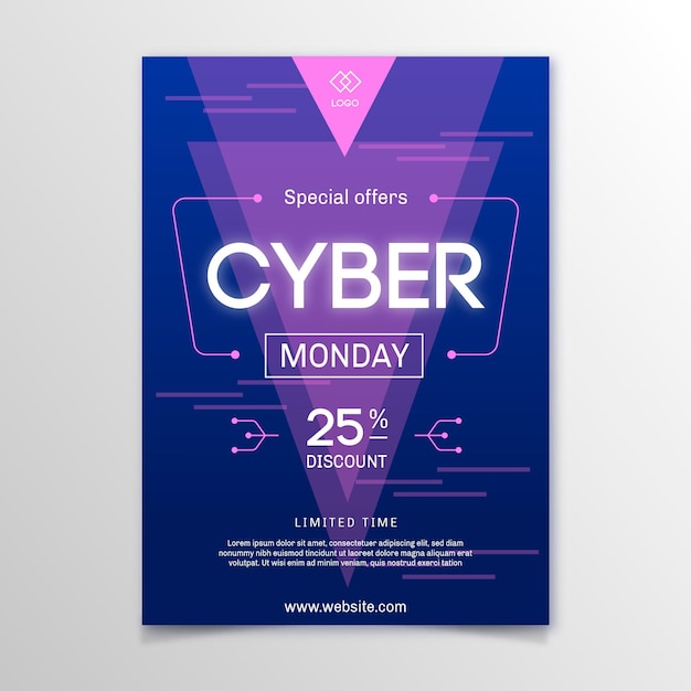 Free vector flat design cyber monday flyer template