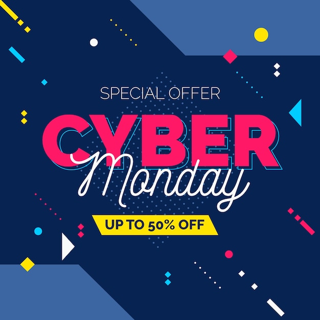 Flat design cyber monday sale banner