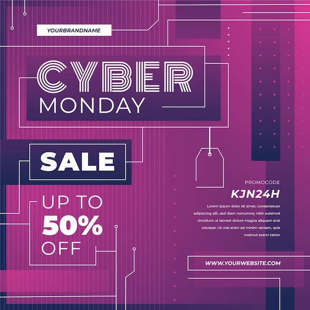 Free vector flat design cyber monday sale promo