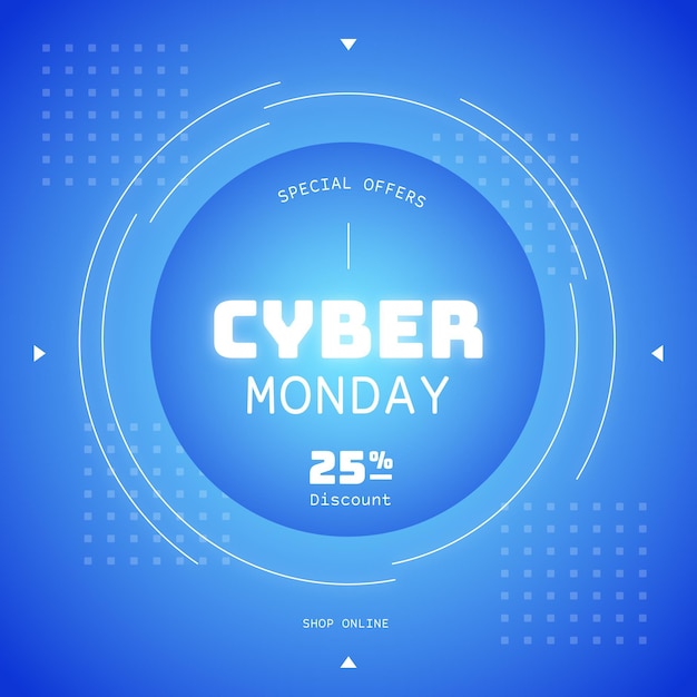 Flat design cyber monday sale promo