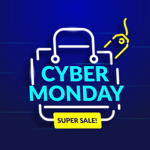 Плоский дизайн Cyber Monday Супер Распродажа баннер