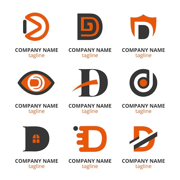 Flat design d logo collection