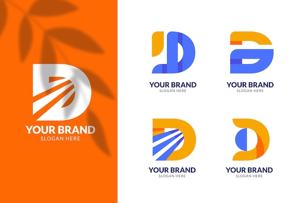 Free vector flat design d logo template collection