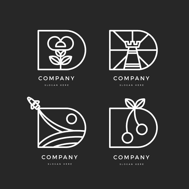 Flat design d logo template collection