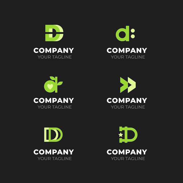 Flat design d logos collection