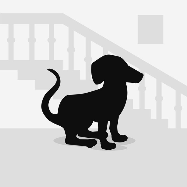 Flat design dachshund silhouette illustration