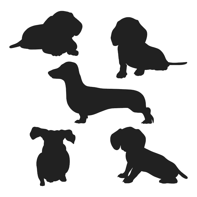 Free vector flat design dachshund silhouette illustration