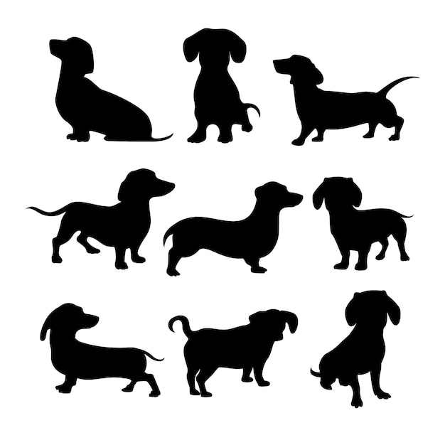 Free vector flat design dachshund silhouette illustration