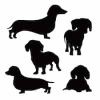 Free vector flat design dachshund silhouette set