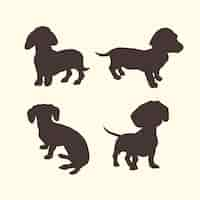 Free vector flat design dachshund silhouette set