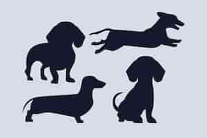 Free vector flat design dachshund silhouette set