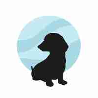 Free vector flat design dachshund silhouette