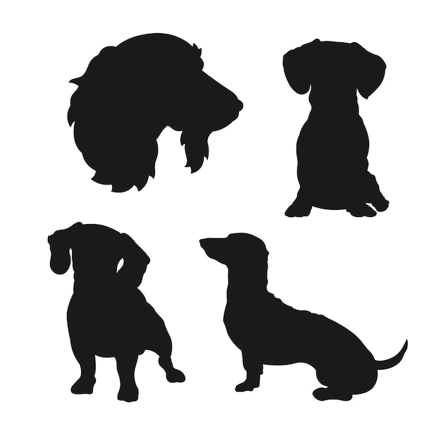 Free vector flat design dachshund silhouette