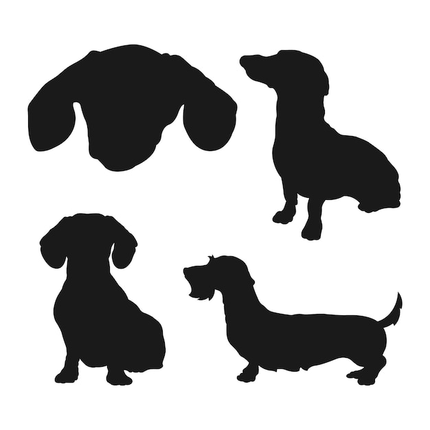 Free vector flat design dachshund silhouette