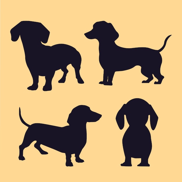 Free vector flat design dachshund silhouette