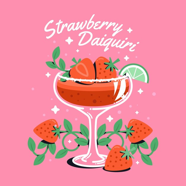 Illustrazione di daiquiri dal design piatto