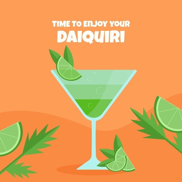 Illustrazione di daiquiri dal design piatto