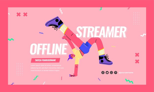 flat design dance school dynamic twitch background