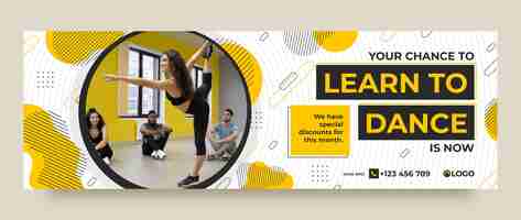 Free vector flat design dance school dynamic twitter header