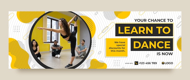 Flat design dance school dynamic twitter header