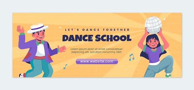 Flat design dance school facebook cover