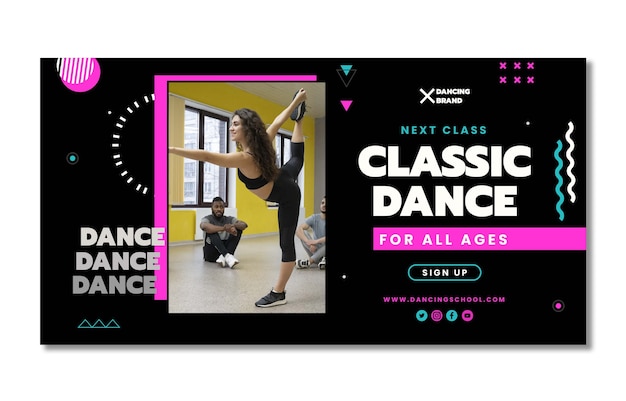 Free vector flat design dance school facebook post