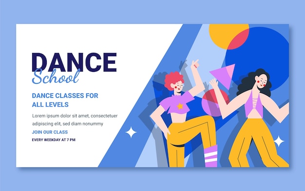 Flat design dance school facebook post