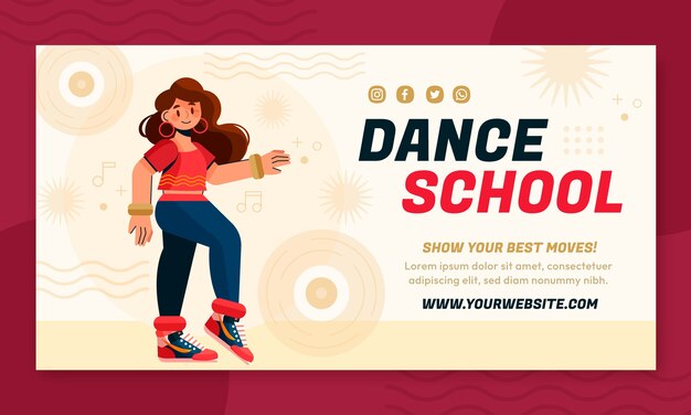 flat design dance school facebook template