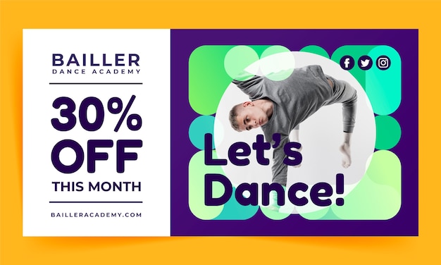 Free vector flat design dance school geometric facebook template