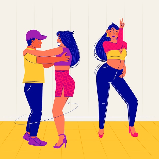 Flat design dance school illustration