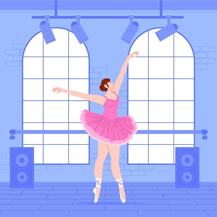 무료 Vector 평면 디자인 댄스 학교 그림