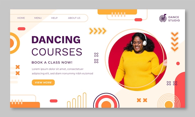 Flat design dance school landing page