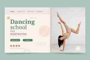 Vettore gratuito pagina di destinazione della scuola di danza dal design piatto