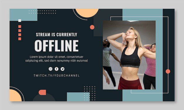 Flat design dance school twitch background